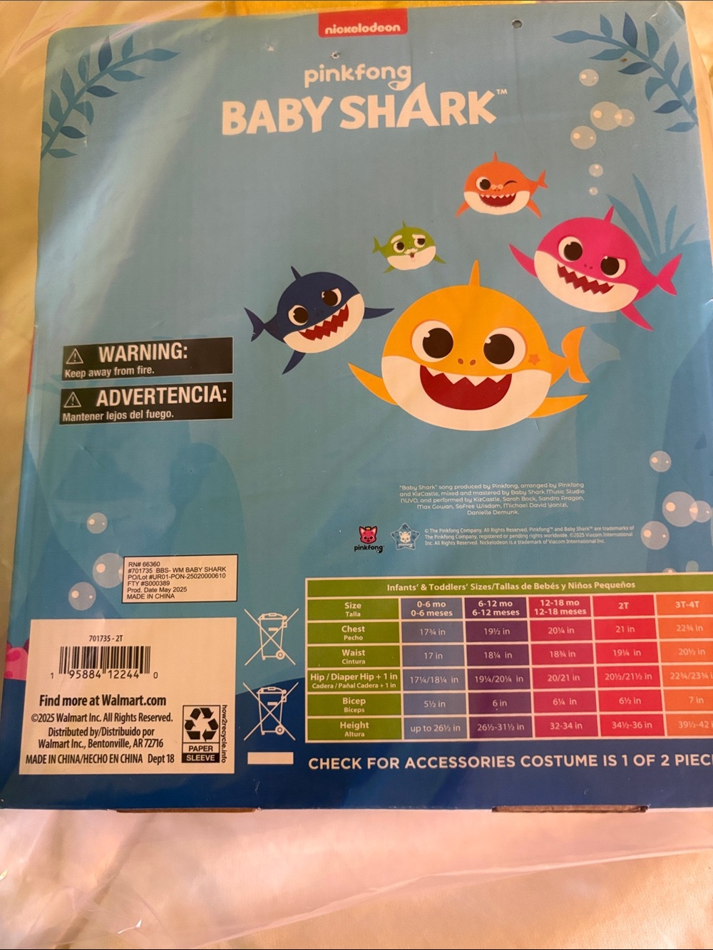 NWT Rubie's Baby Shark Toddler Halloween Costume with Sound Chip; Sz: 2T - Picture 7 of 9